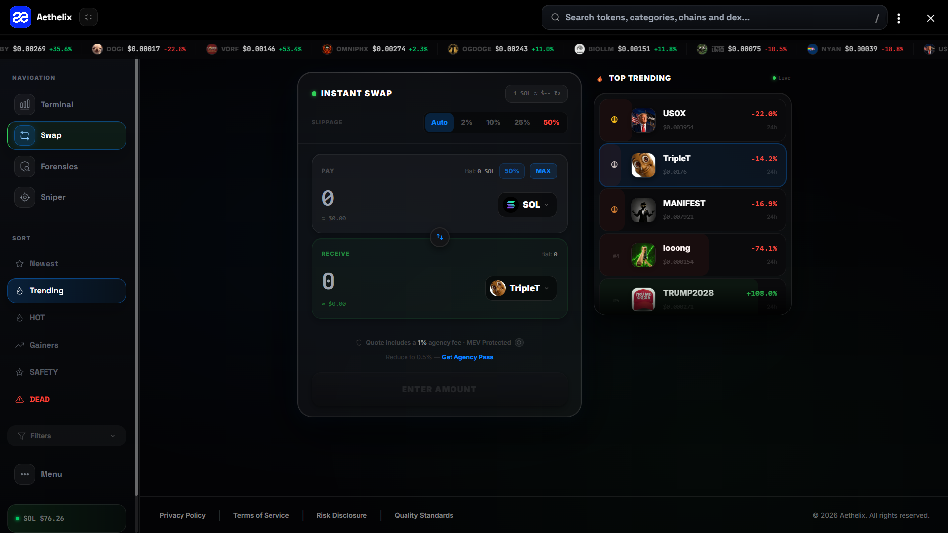 Aethelix desktop swap interface